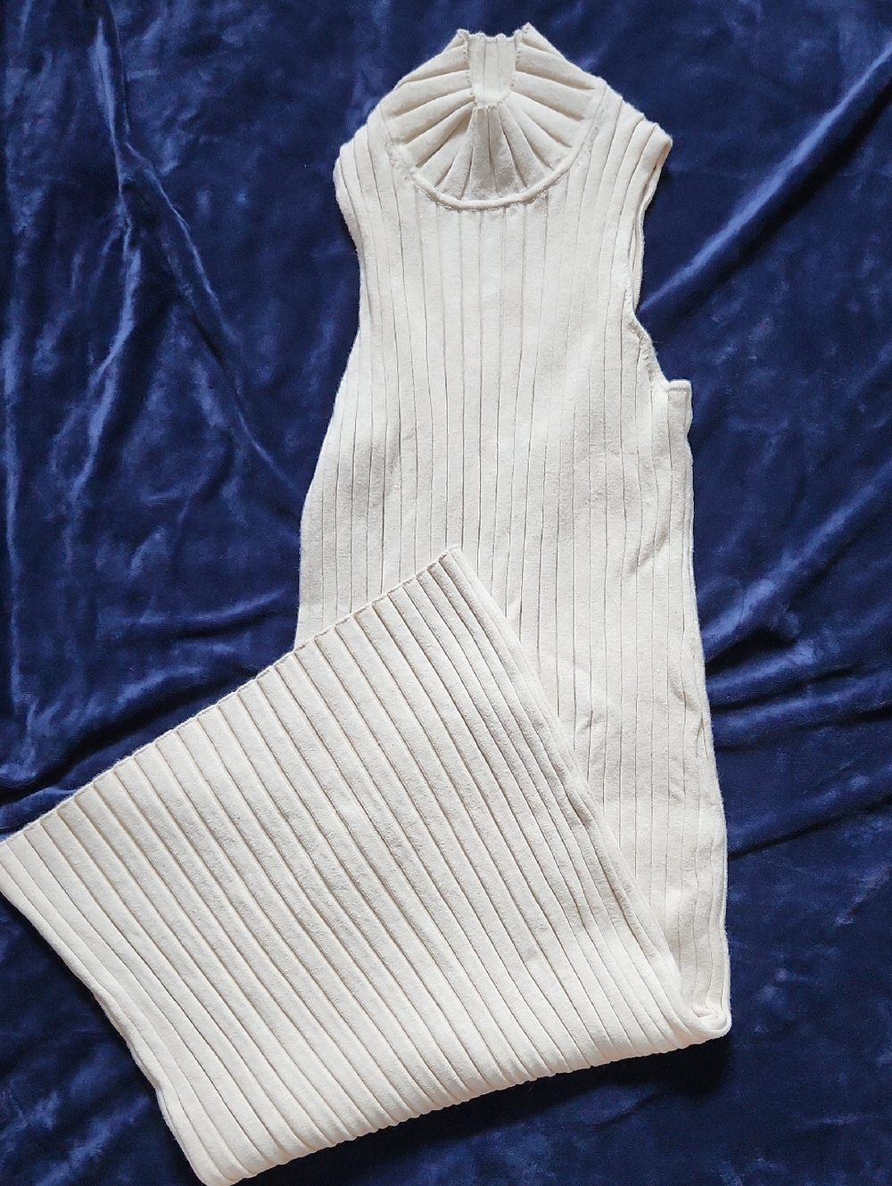 Banana Republic Cream Ribbed Midi Dress